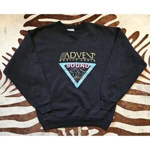 Vintage Advent Mobile Audio Hanes Heavyweight Crewneck Sweatshirt Black Sz L